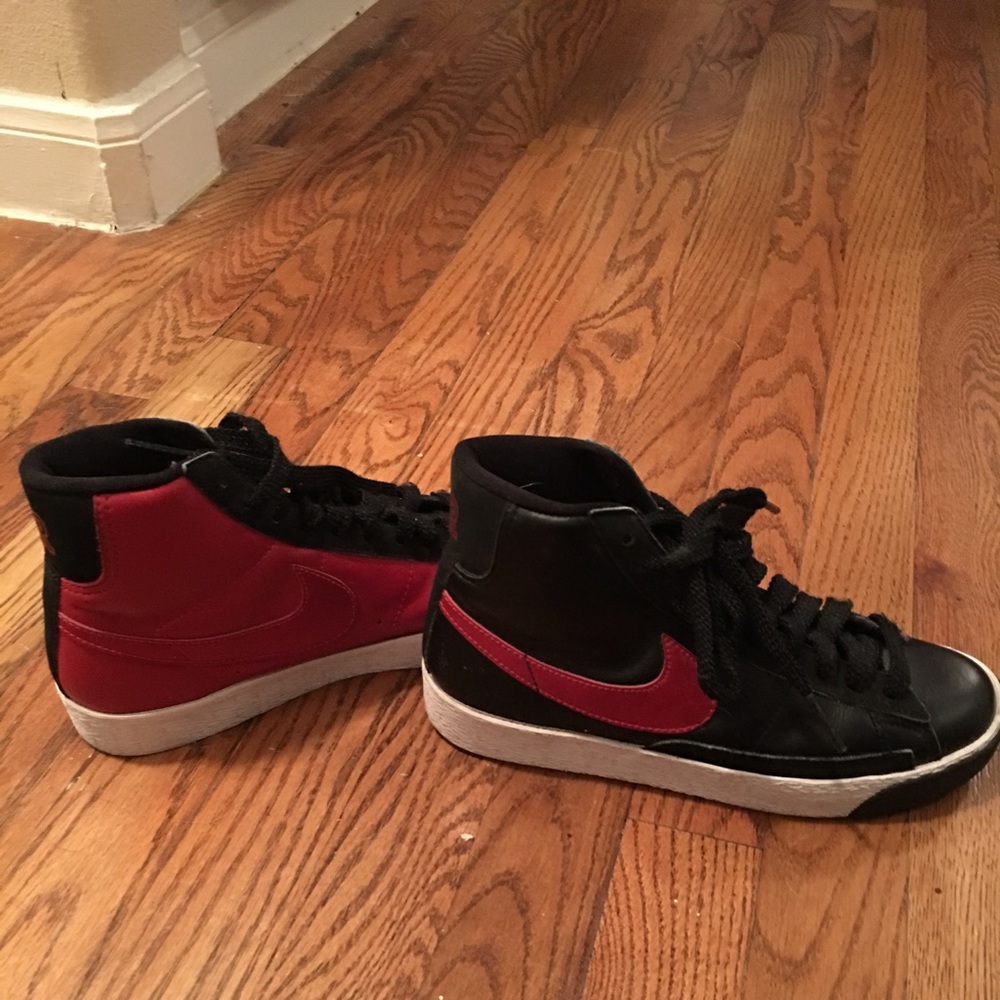 Red and Black Nike shoes